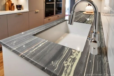 120 Inch Black Gold Flow Kitchen Countertops high quality
