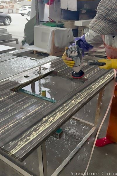 120 Inch Black Gold Flow Kitchen Countertops factory