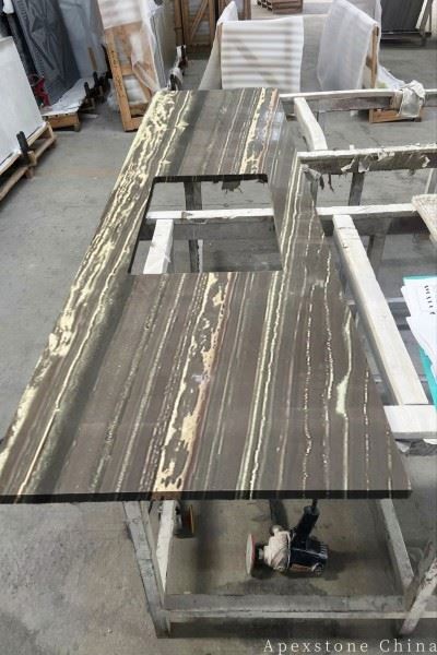 120 Inch Black Gold Flow Kitchen Countertops