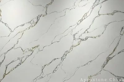 1cm Calacatta Champagne Crack Quartz Slabs factory