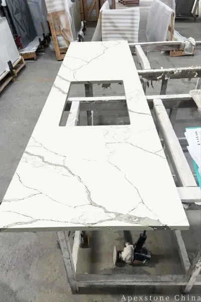 49x22 Calacatta Fractal Grey Quartz Tops factory