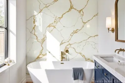 Calacatta Honeycomb Gold White Quartz Slabs high quality