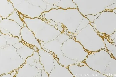 Calacatta Honeycomb Gold White Quartz Slabs factory