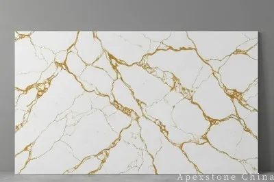 Calacatta Honeycomb Gold White Quartz Slabs