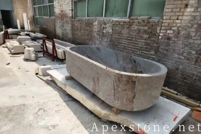 Freestanding Italy Breccia Pink Marble Bathtub suppliers
