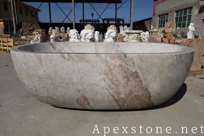 Freestanding Italy Breccia Pink Marble Bathtub