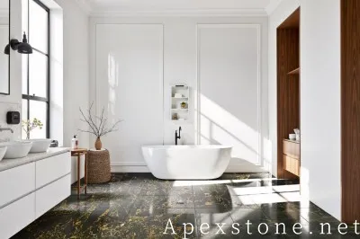 AthensPortoroMarbleshowerfloor121 AthensPortoroMarbleshowerfloor121