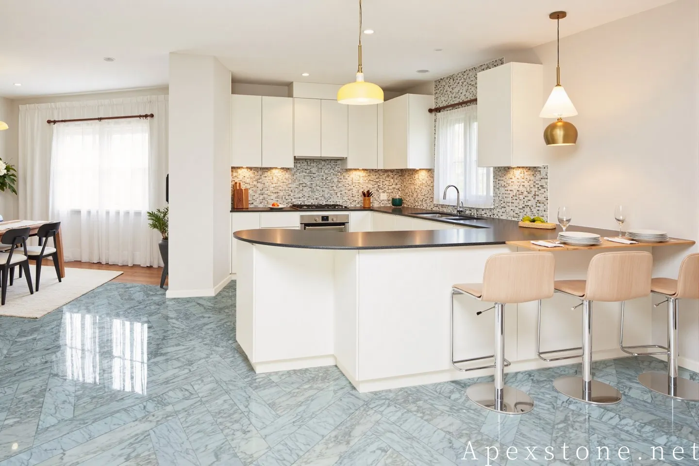 BiancoStatuarioMarblepatternedkitchenfloor160 BiancoStatuarioMarblepatternedkitchenfloor160