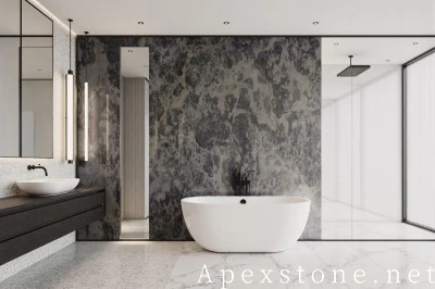grey Marble hex tile bathroom wall