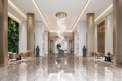 12 x 12 brown Marble wall corridor