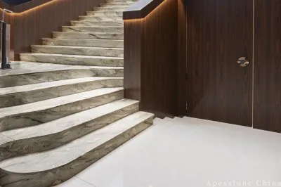 3/4 inch green Marble floor entrance