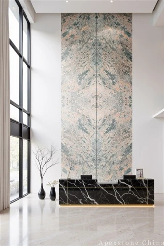 sawn pink Marble wall office