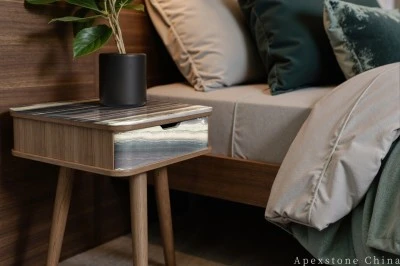 round black Marble nightstand