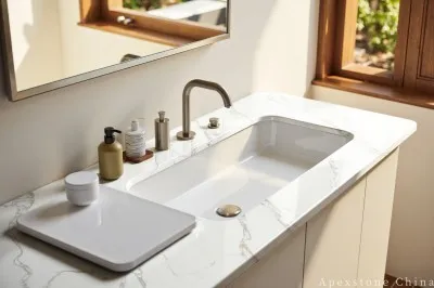 Leathered White Quartz Vanity Tops suppliers
