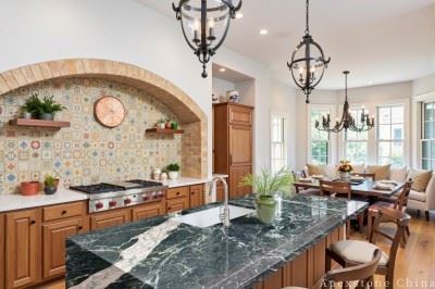 Prefabricated Veria Green Marble Island Countertops high quality