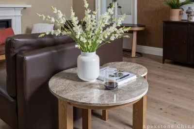 Round Brown Marble Console Table best