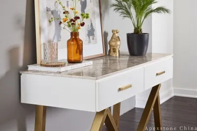 Round Brown Marble Console Table factory