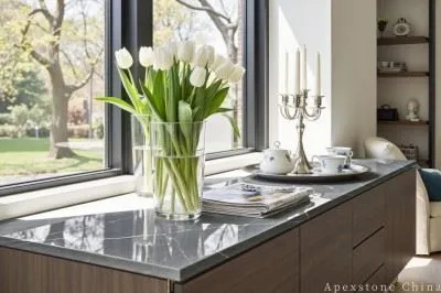 31x19 Calacatta Charcoal Quartz Tops