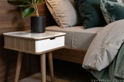 Genuine White Quartz Bedside Table
