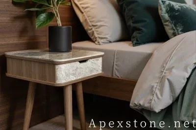 Small Grey Limestone Nightstand