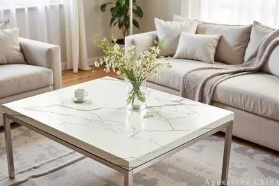 Solid White Quartz Cocktail Table
