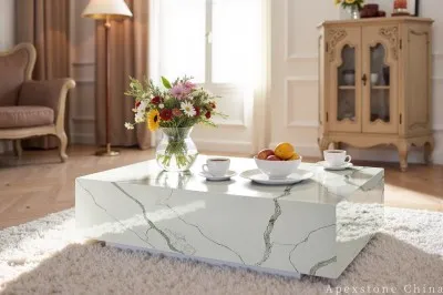 Solid White Quartz Cocktail Table factory