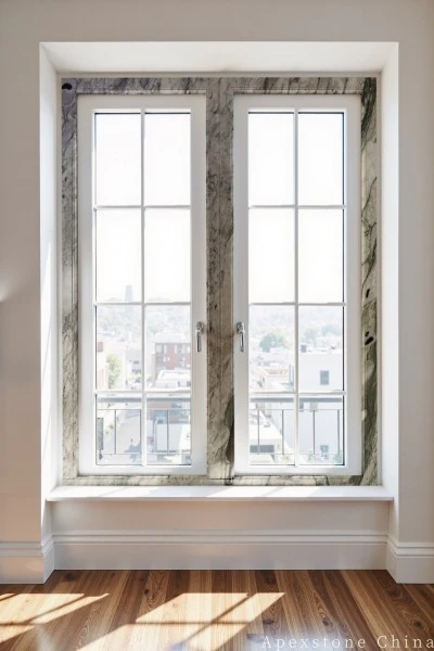 Subtle Green Marble Window Frames